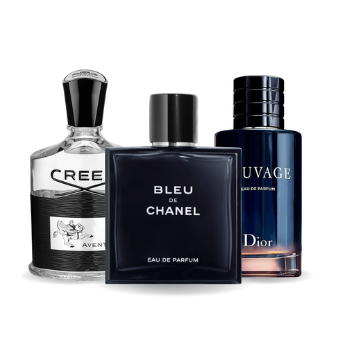 Combo 3 profumi Creed Aventus, Bleu De Chanel, Dior Sauvage 100ml